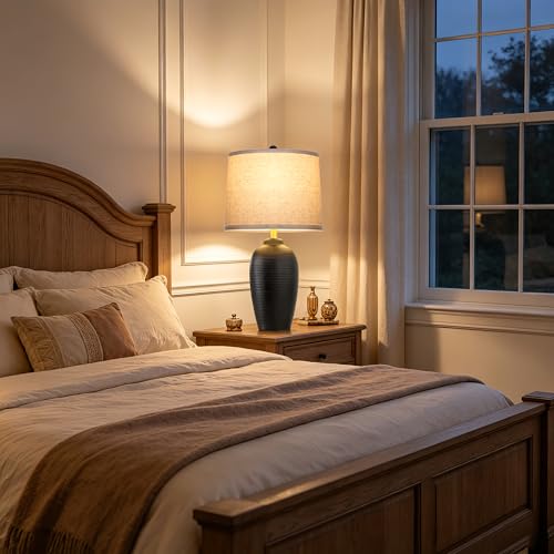 25" Retro Vintage Ceramic Table Lamp for Living Room Bedroom