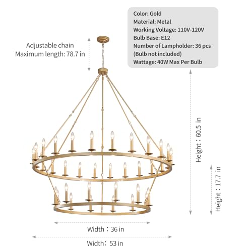 Gold Wagon Wheel Chandelier 2 Tier 53