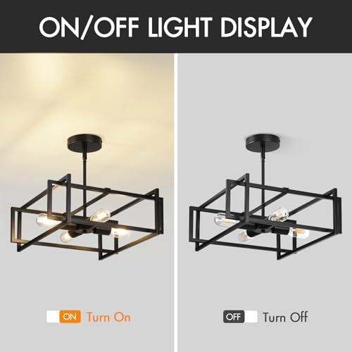 Modern Black Semi Flush Mount Ceiling Light Fixture 16.5"
