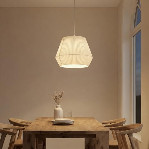 White Fabric Pendant Light Shade