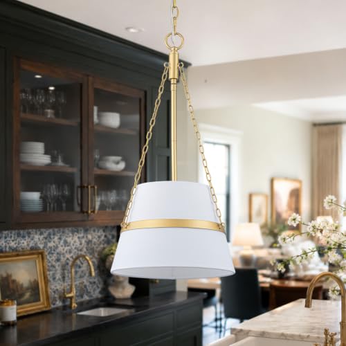 11.4" Gold Drum Pendant Light for Kitchen Island