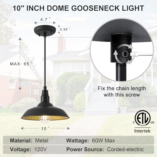Farmhouse Pendant Lights with 10 Inch Dome
