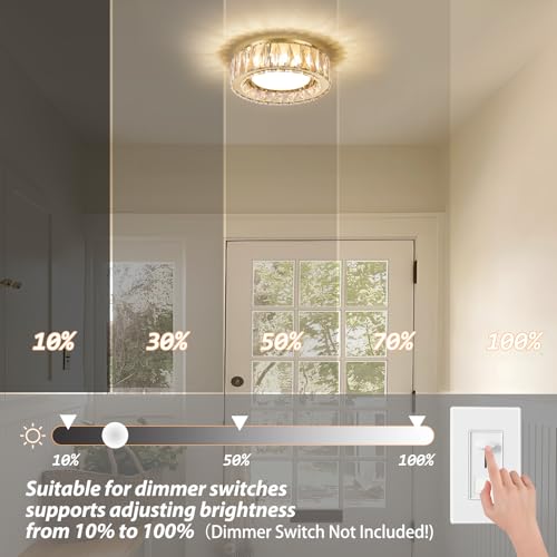 11 Inch Gold Luxury Crystal Flush Mount Ceiling Light Fixture