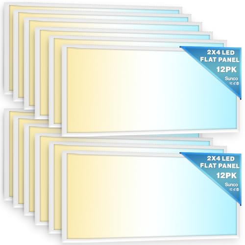 Sunco 12 Pack 2x4 LED Flat Panel Lights 3CCT Selectable (12 Count)