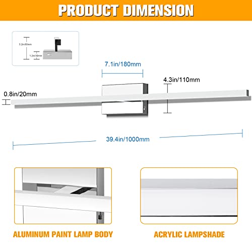39.4 inch Chrome Bathroom Vanity Light