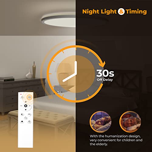 LED Flush Mount Ceiling Light Fixture with Remote Control