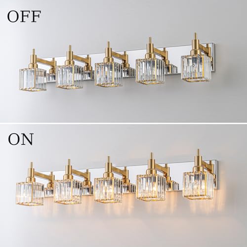 Crystal Bathroom Light Gold Chrome 5