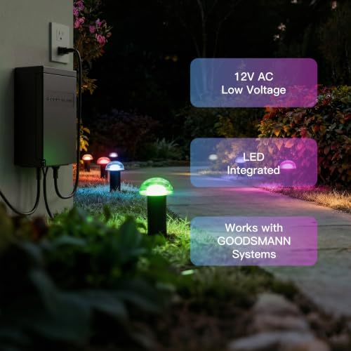Color Changing Low Voltage Path Lights 12 Pack Mushroom Glass Top
