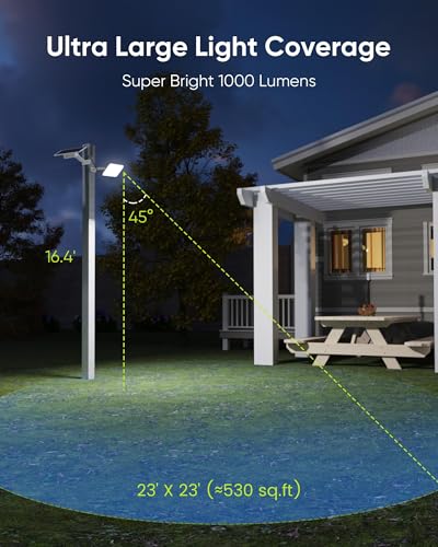 Solar Dusk to Dawn Light Outdoor 1000 Lumens 299 LED White 1 Pack