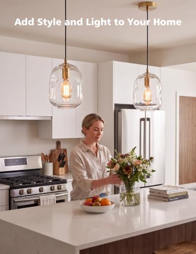 2 Pack Pendant Lights Kitchen Island (Gold+Clear 2 Pack)