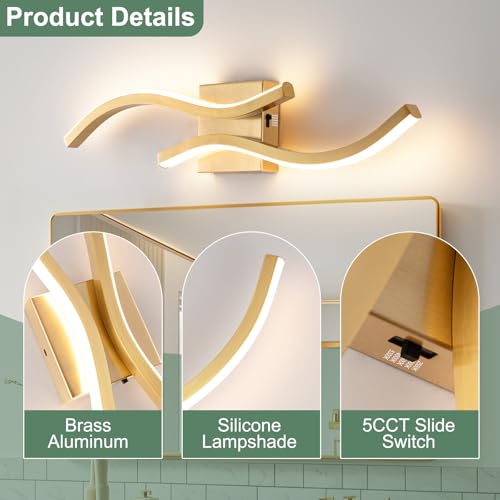 Gold Modern Wall Sconce Set of Two