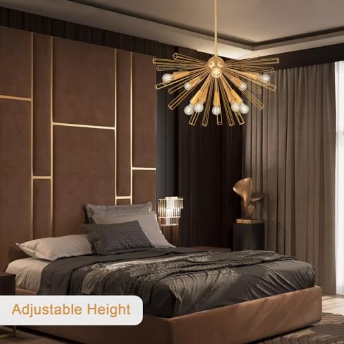 10 Light Gold Sputnik Chandeliers