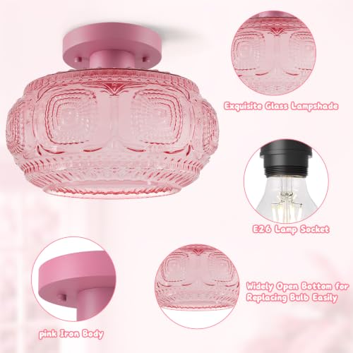 Large Globe Glass Semi Flush Mount Ceiling Light Fixture