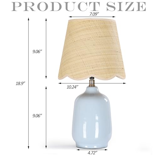 19" Modern Ceramic Table Lamp for Living Room Light Bule Base Desk Lamps for Bedroom Farmhouse Bedside Nightstand Lamp End Table Lamps