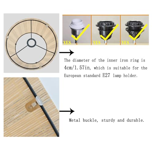 bamboo lamp shade modern decorative black stripe groovy unique Lamp Replacement Accessories E27 size 30x23cm