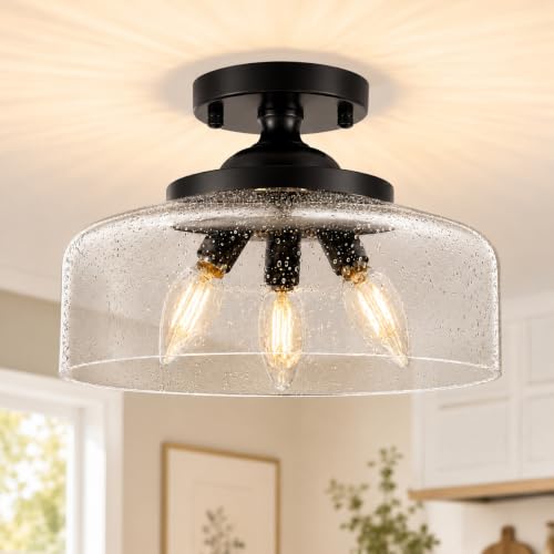 Black Semi Flush Mount Ceiling Light