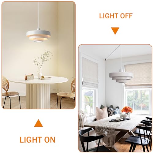 Hanging Lamp Plug in White Pendant Light Fixtures Mid Century Modern Pendant Lamp Nordic Style Pendant Lighting Metal Shade for Living Room Dining Room Bedroom Kitchen Island