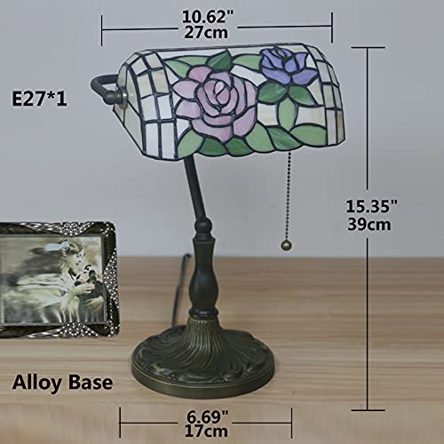 Tiffany Style Bankers Table Lamp Stained Glass Piano Desk Lamp Vintage Bedroom Bedside Lamp for Study