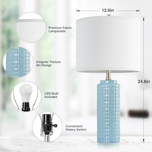 24.8" Ceramic Bedside Lamps Set of 2 (2 Count)
