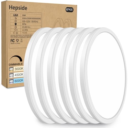 6PACK Flush Mount LED Ceiling Light Fixture White (6 Count)