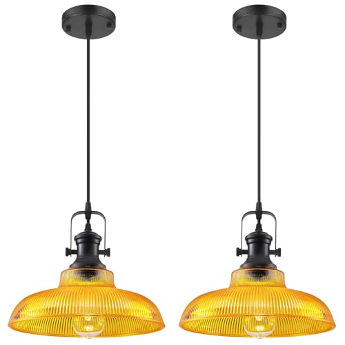 Orange Glass Pendant Lights Kitchen Island (2 Count)