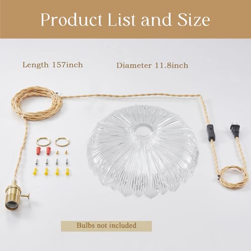 Plug in Pendant Light with Water Ripple Effect Thickened High