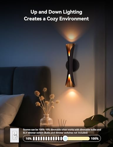 Wall Sconces Set of Two Dimmable Home Theater Sconce Up Down (2 Count)