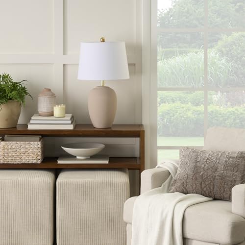 Home 23" Light Pink Ceramic Jar Table Lamp for Bedroom