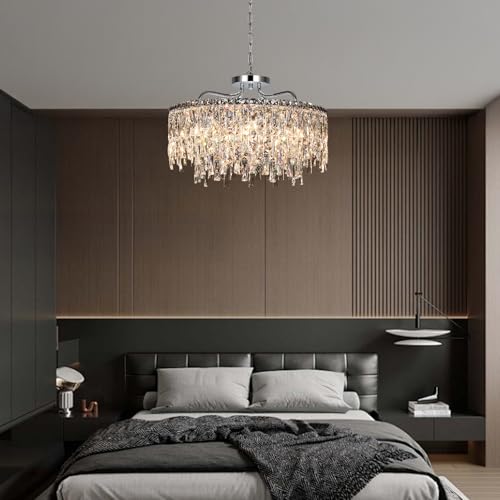24" 8 Lights Luxury Crystal Chandeliers for Dining Room