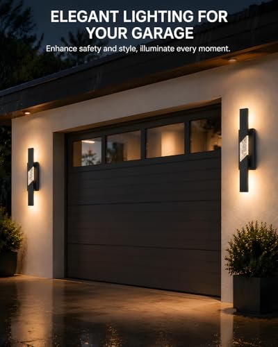 2 Pack Modern LED Outdoor Wall Sconce (Black / 31.5 inch, 2 Pack)