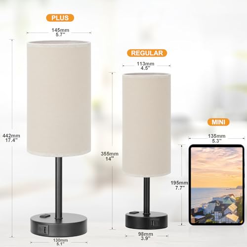 17.4" Beige Lamp for Bedroom