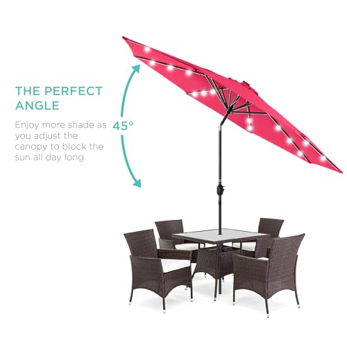 10ft Solar Polyester LED Lighted Patio Umbrella w