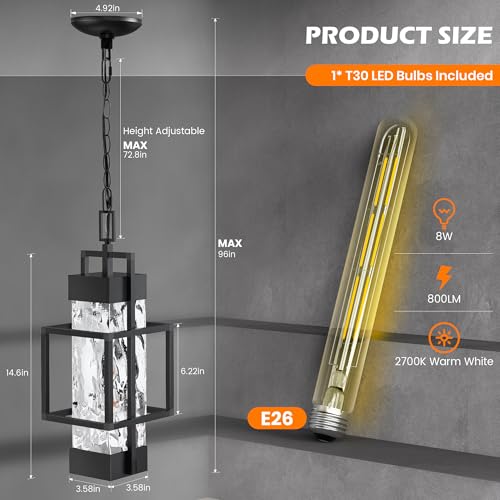 15'' Outdoor Indoor Pendant Celing Light Fixture