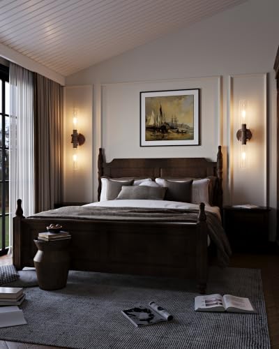 Walnut Wireless Battery Operated Wall Sconces with Remote Control