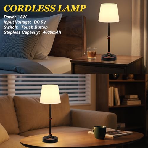 Rechargeable Cordless Table Lamp Antique Black