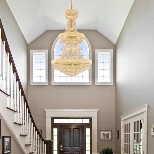31 Lights Gold Finish Large Empire Crystal Chandelier