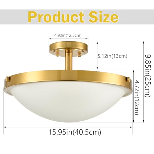 Modern Gold Semi Flush Mount Ceiling Light 16