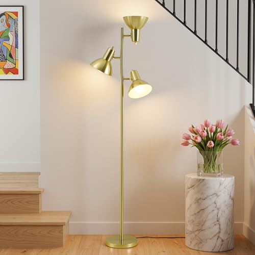 3 Light Floor Lamps for Living Room (Gold)