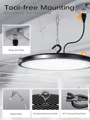150W UFO LED High Bay Light 22500LM 5000K High Bay Shop Lighting (10 Count)