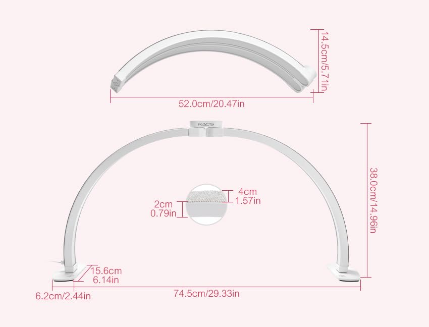 29inch Large Half Moon Desk Lamp Nail Light with Rhinestones