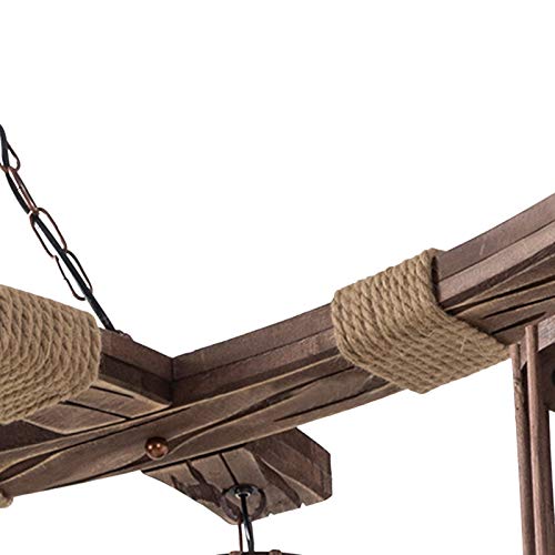 6 Lights Industrial Vintage Hanging Pendant Light Wooden Chandelier Ceiling Light Retro Wooden Light Suspension Lighting Fixture Retro Loft Lantern Chandelier Lights Handmade Lighting Products
