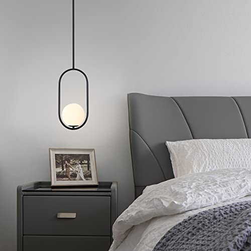 Modern Pendant Lighting One Light Chandelier Globe Black Pendant Light Indoor Hanging Light Fixture for Kitchen Island Dinning Room Bedroom