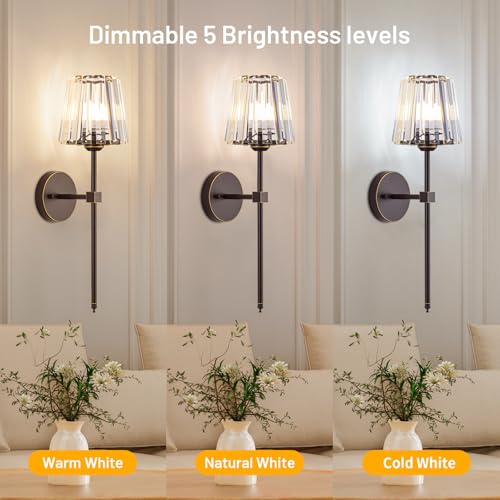 Crystal Battery Operated Wall Sconces Set of 2 (2 Count)