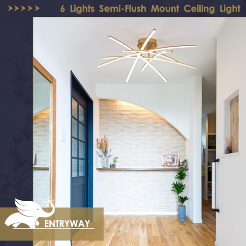 Gold LED Chandelier Semi Flush Mount Ceiling Light (6 Count)