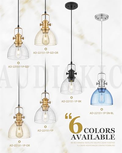 2 Pack 7.5" Brushed Gold Pendant Light Kitchen Island (2 Count)