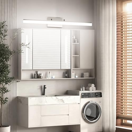 31.5 inch Modern Brushed Nickel Vanity Light Adjustable Bathroom Light Fixtures Over Mirror Rotatable Vanity Lighting 5500K
