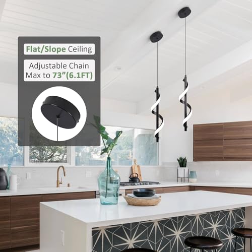 3 Packs Modern Spiral Led Pendant Light Fixture