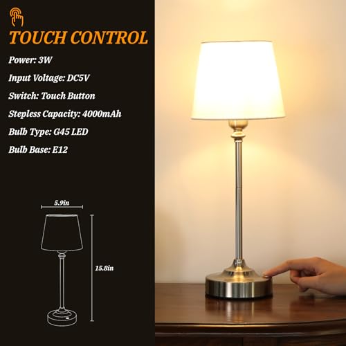 Cordless Table Lamp Rechargeable Silver