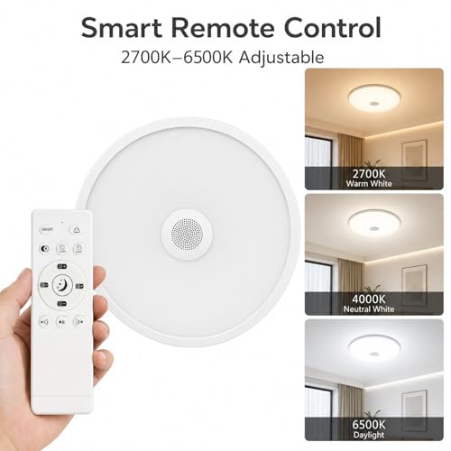 Upgrade Waterproof Ceiling Light Music Ceiling Lamp with Bluetooth Speaker
