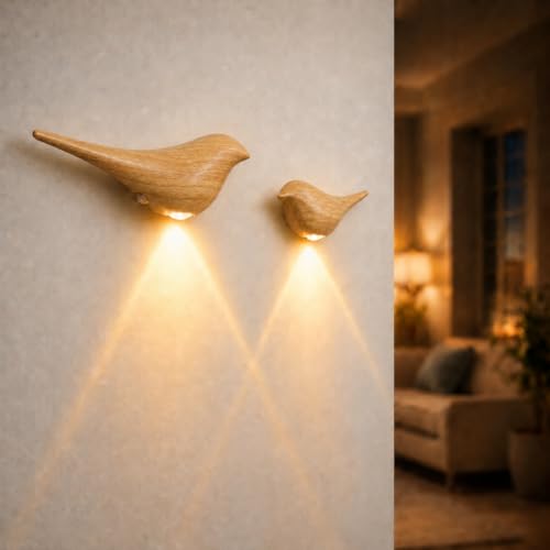 2 Pack Faux Wood Bird Wall Sconces